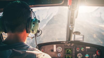 helicopter pilot in cockpit