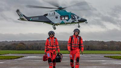 KSS Air Ambulance helicopter and crew