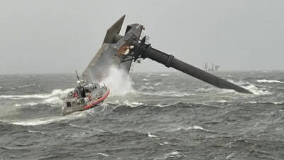 Capsized plaform Mississippi