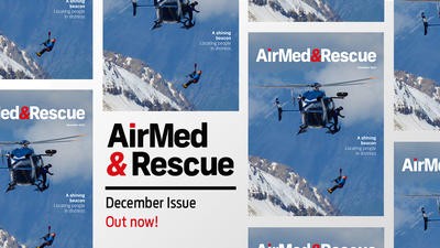 rescue helicopter in the mountains