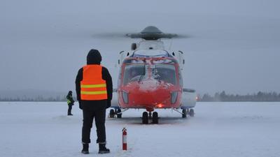 AC313A helicopter in snow