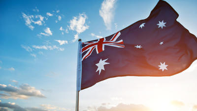 Image of Australian flag in air