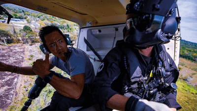 Crew in helicopter