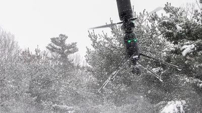 Image of Ascent AeroSystems coaxial airframe, Spirit, in extreme weather