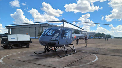 Image of Enstrom 480B turbine helicopter on ground