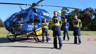 CareFlight helicopter and crew