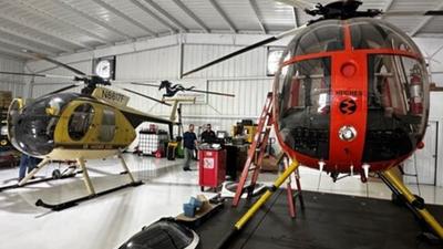 Image of MD Helicopter in manufacturing warehouse