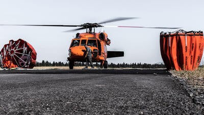 Orange helicopter