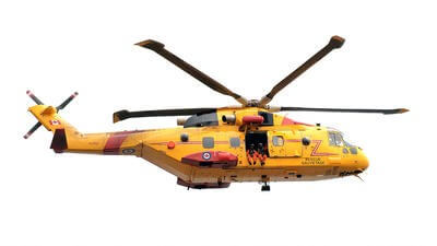 Yellow coast guard helicopter
