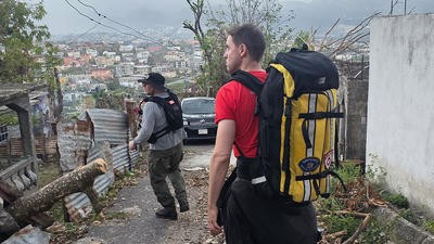 Backpackers in town