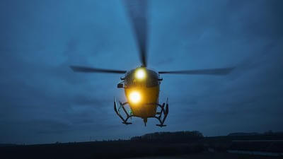 Helicopter pulling off