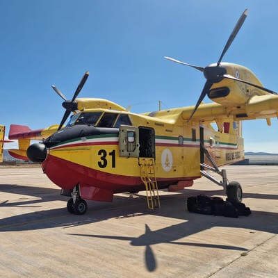 Yellow Italian planes parked