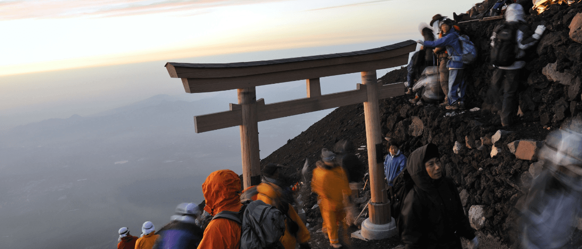 Climbers gathering on Mount Fuji 