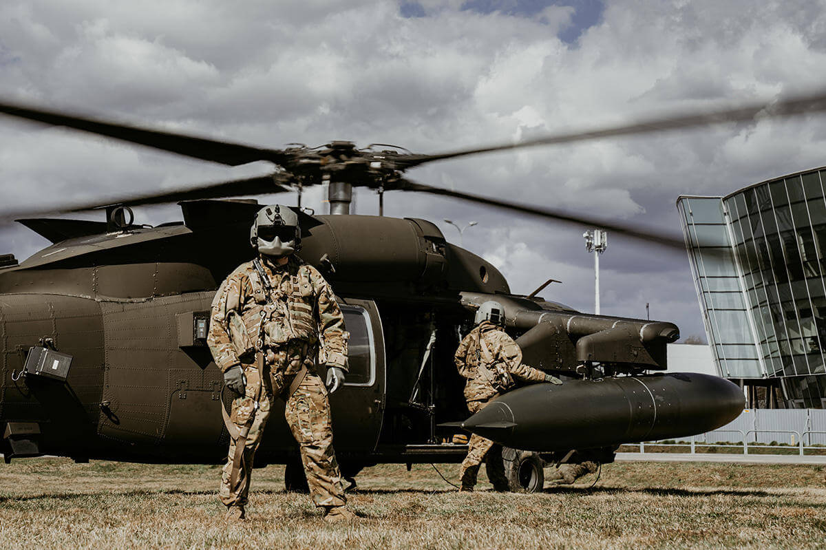 Solider and helicopter