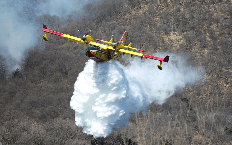 Plane putting out fire