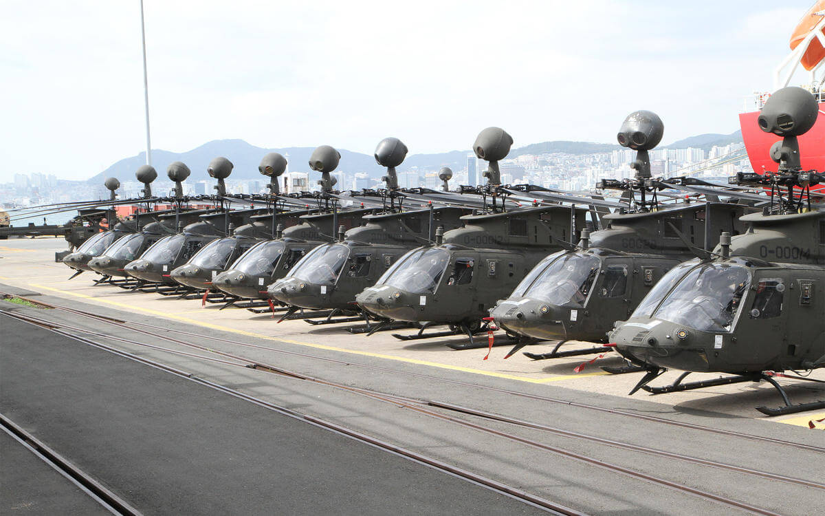Parked helicopter convoy