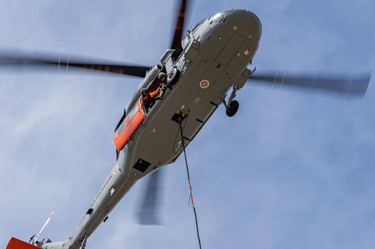 Underneath helicopter