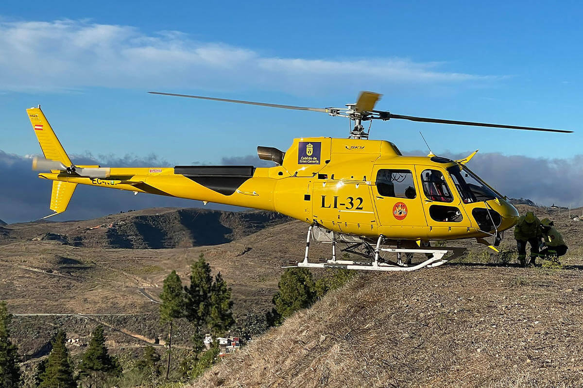 Helicopter parking on mountain