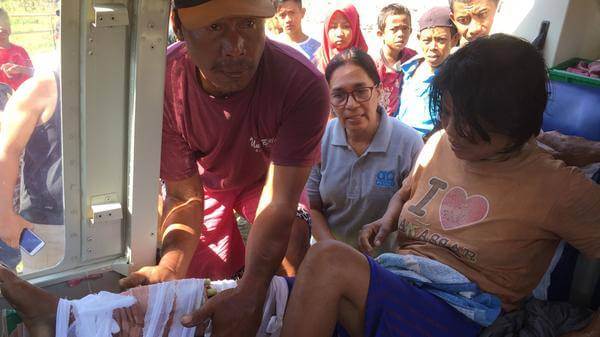 Injured woman has been transported by helicopter to the hospital
