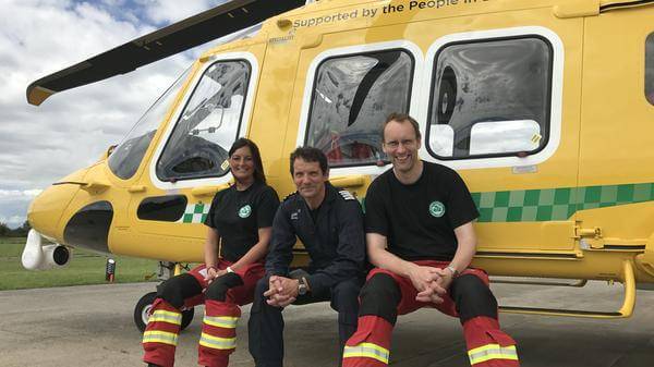Leonie German, Phil Merritt and Jeremy Reid of Dorset and Somerset Air Ambulance