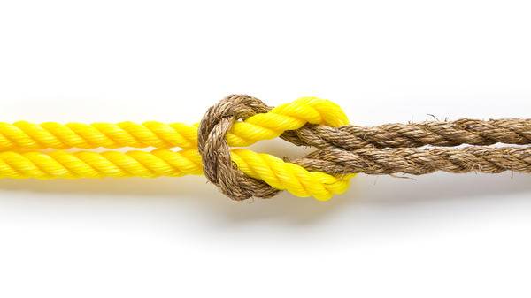 Two ropes combined representing partnership