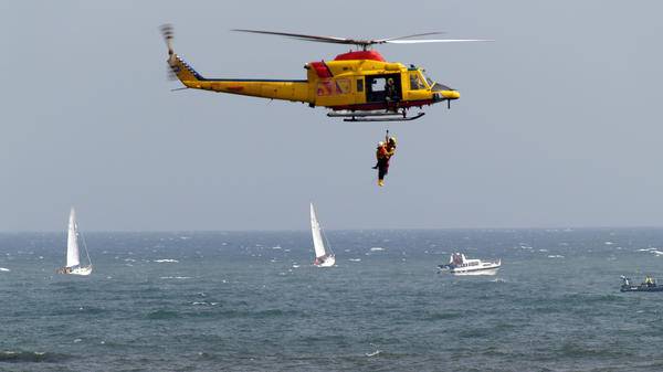 Helicopter over ocean