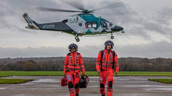KSS Air Ambulance helicopter and crew