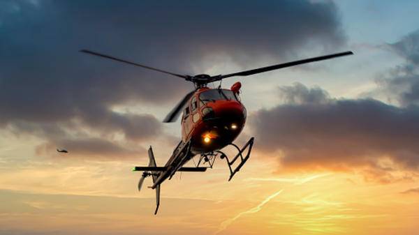 helicopter sunset