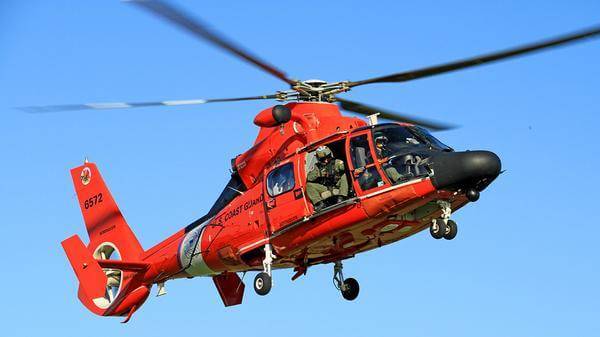 Airbus helicopter in coast guard livery