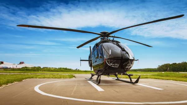 Helipad with helicopter