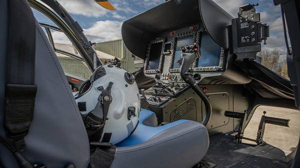 Helmet inside helicopter, Cockpit