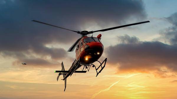 Helicopter, Sunset background