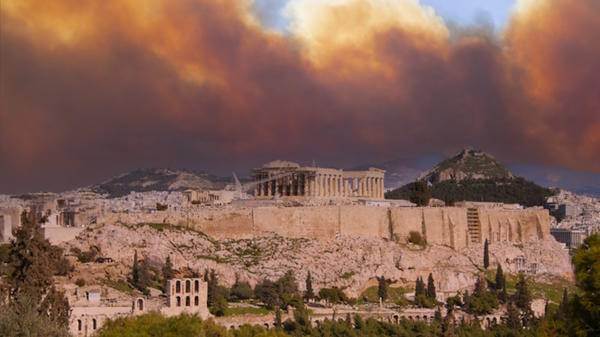 Greece fire smoke Athens