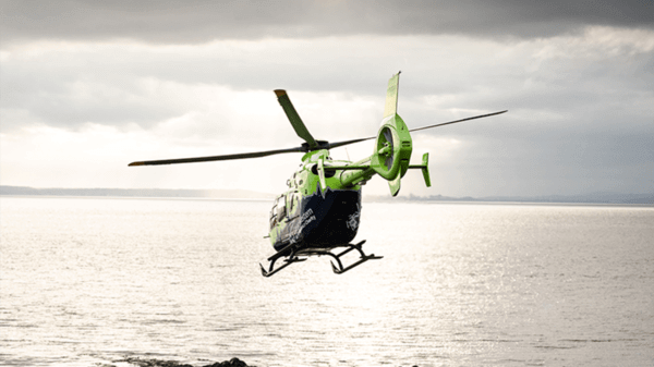 Great Western Air Ambulance Charity green and blue helicopter