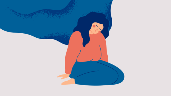 Illustration of tired woman