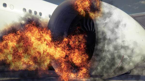 Jet plane fire stock image 1197731431