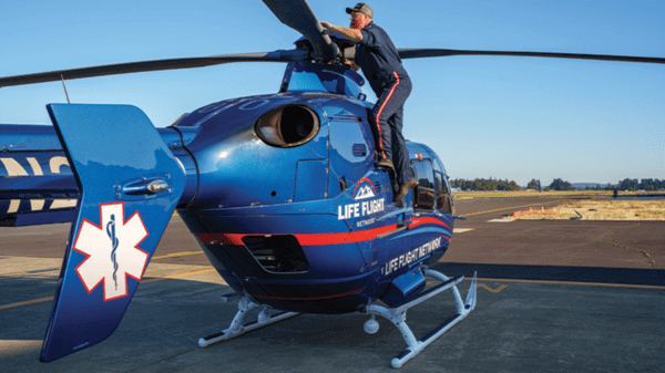 Blue helicopter
