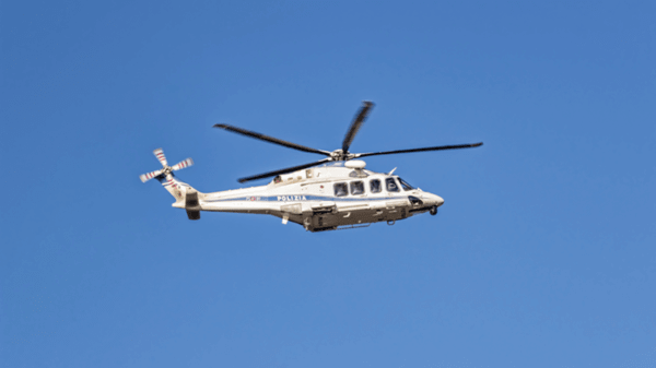 Helicopter flying in the sky