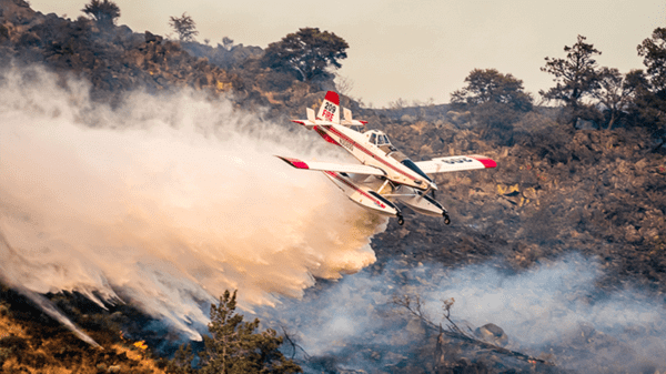 Plane putting out fire