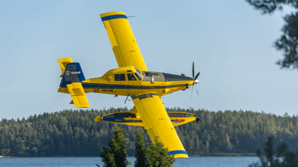 Yellow plane flying