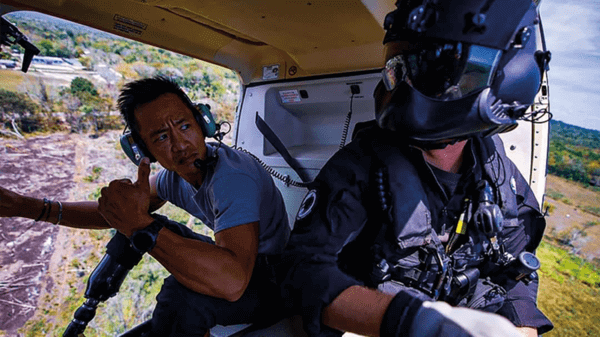 Crew in helicopter