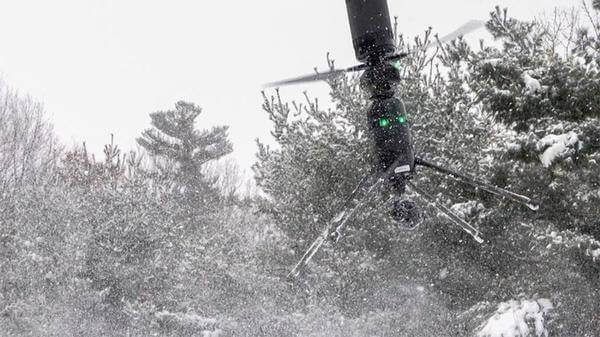 Image of Ascent AeroSystems coaxial airframe, Spirit, in extreme weather