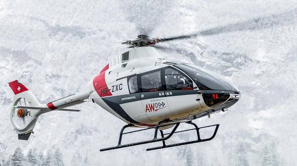 Helicopter in snowy condition