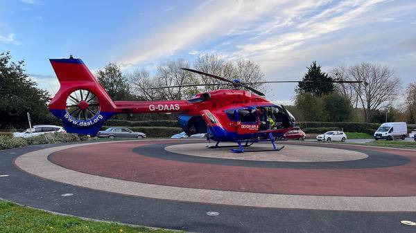 Helicopter on landing pad