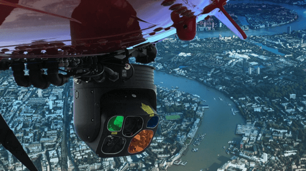 Camera on underside of helicopter