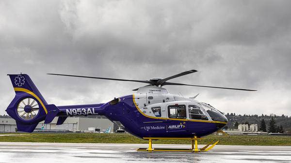 Parked helicopter