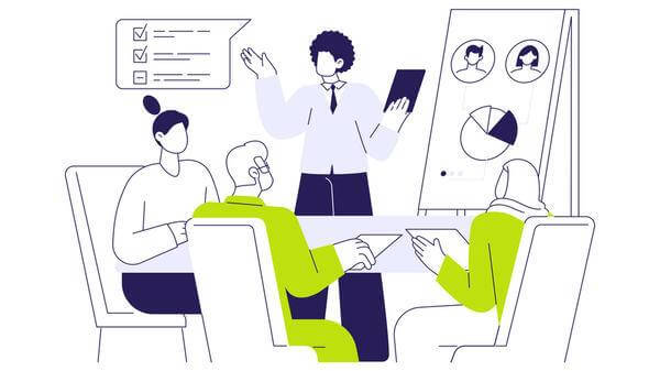 Illustration of team working
