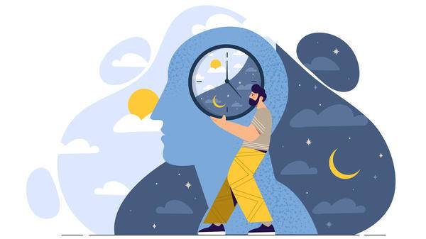 Illustration of man holding clock