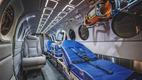 Inside of air ambulance plane
