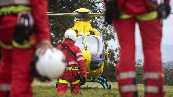 Paramedics waiting for helicopter